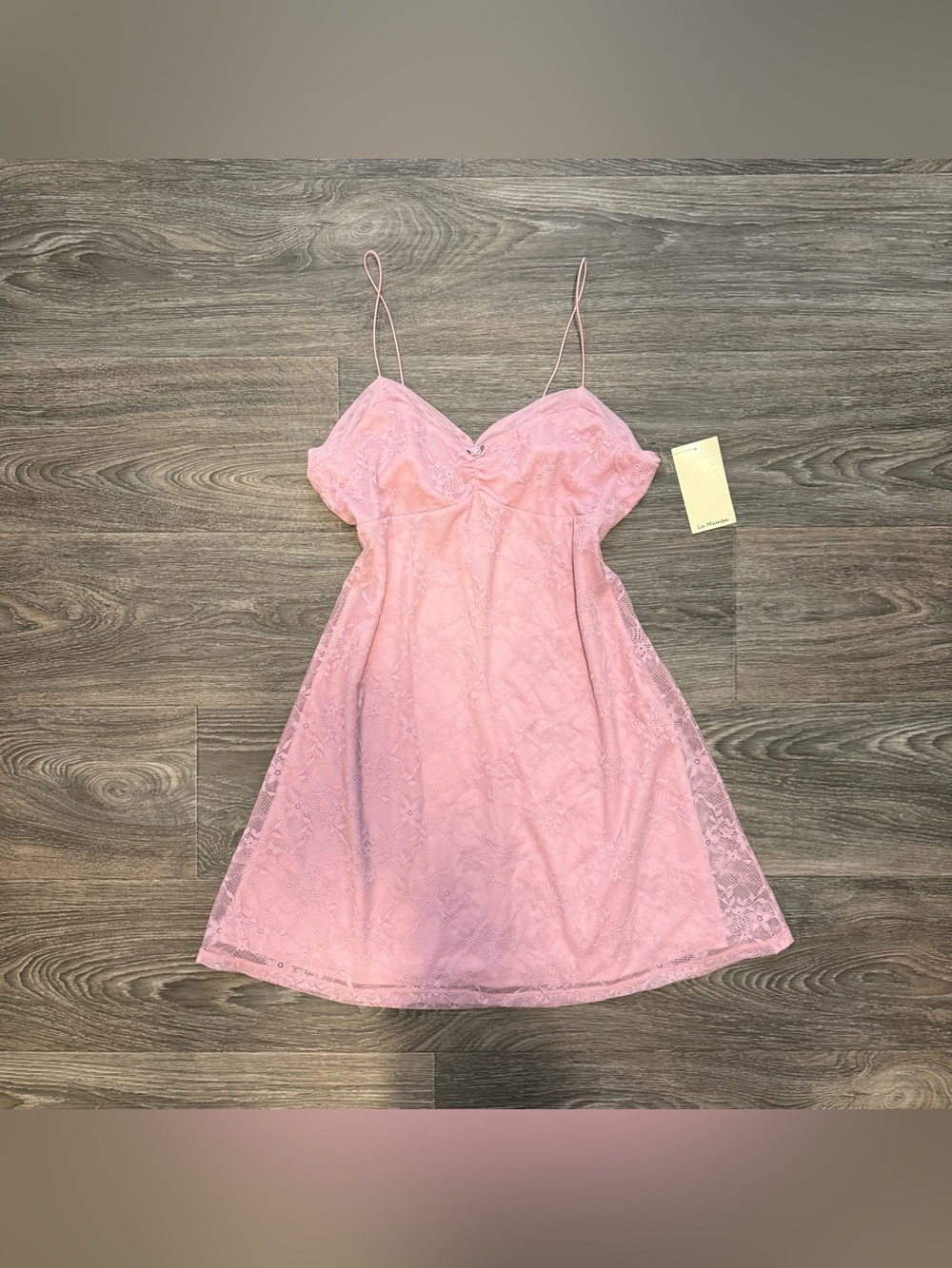 *NWT* light pink romantic rose floral lace mini slip dress